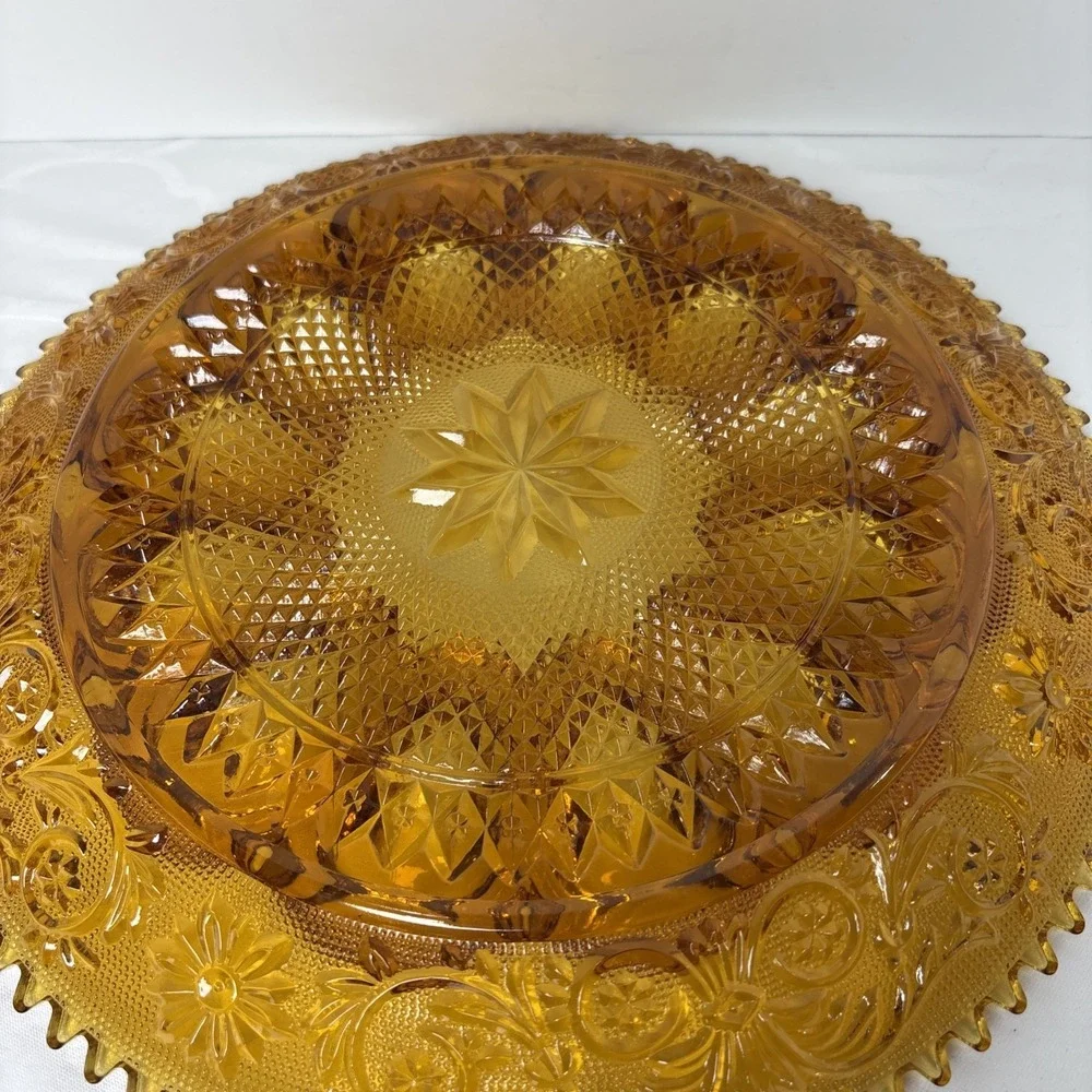 Indiana Glass Co Tiara Golden Amber Sandwich-Deviled Egg Plate Platter Tray 12